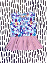 Load image into Gallery viewer, RTS - 3T Tank Peplum - Watercolor Mermaids